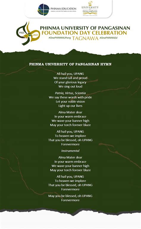 phinma au hymn lyrics|PHINMA AU HYMN .